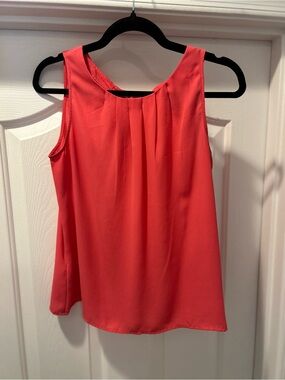 LOFT Coral Sleeveless Pleat-Front Camisole